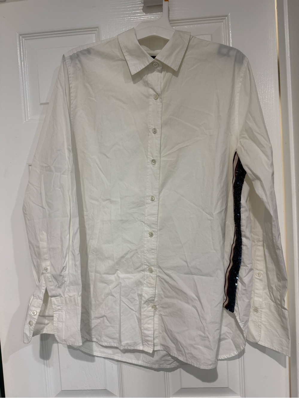 J Crew Classic White Women's Button-Down Shirt with Side Trim sz 14 - Picture 2 of 11